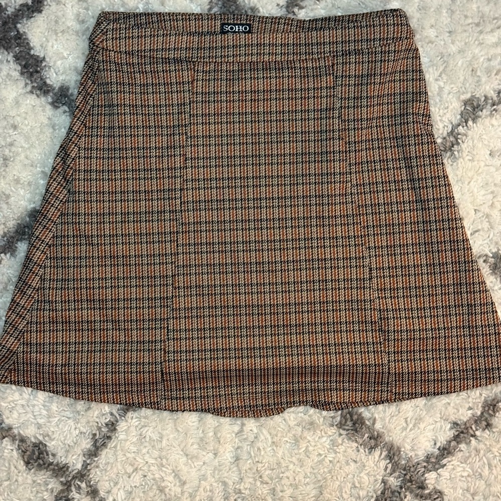 Soho Tan Plaid A-Line Skirt